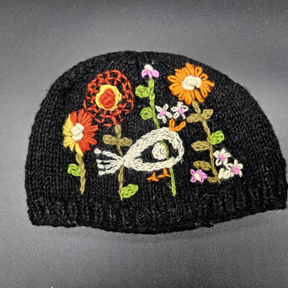 Embroidered Black Kids Beanie